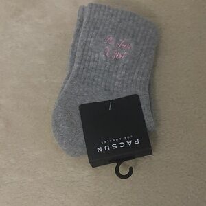 PacSun “I’m Just a Girl” Gray Socks with Pink Detail